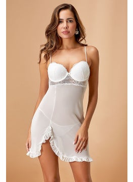 Nurteks 5736 Women's Rope Strap Chiffon Nightgown with Cup - Ecru 
