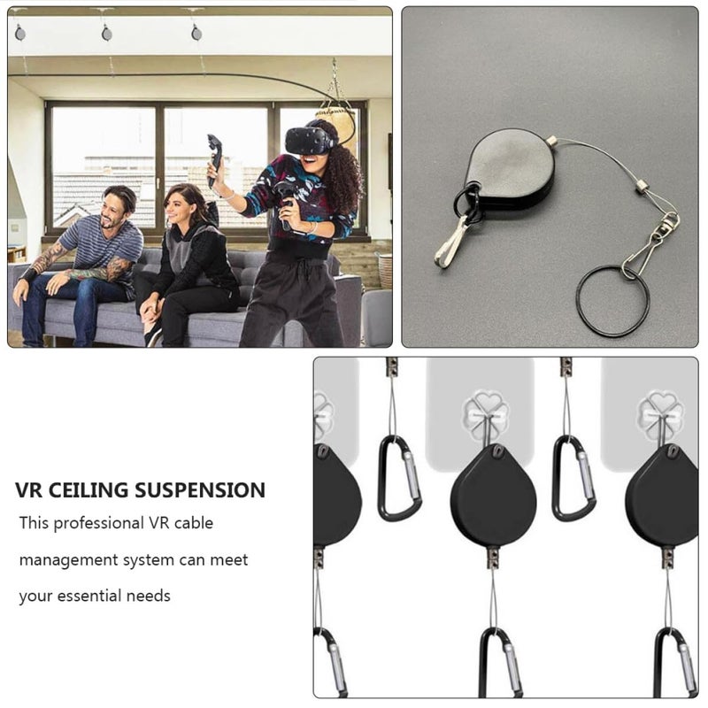 VR Ceiling Cable Management Kit 40 Pcs With Hooks Pulleys Adhesive Tools Grey - Image 4