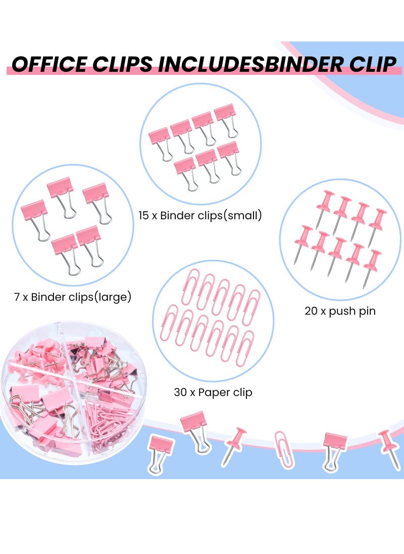 SYOSI Calculator Office Set Includes Pink Handheld Desk Calculator, Pink Stainless Steel Scissors, and Various Pink Binder Sets for School Home Offices (Set of 3)  - Image 2