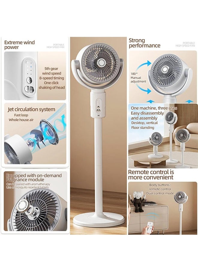 JCB CHIC Rechargeable Air Circulation Fan Floor-standing Fan, Quiet Pedestal Fans ,Oscillating Fan Adjustable Height Five-speed Wind Speed Adjustment Slient Turbo(F1)  - Image 2