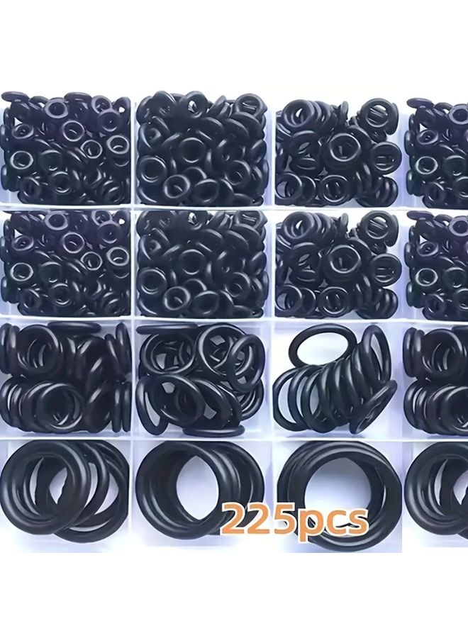 225pcs Oil Resistant O Ring Kit 18 Sizes For Pipe Automotive Mechanical Seals - Image 2