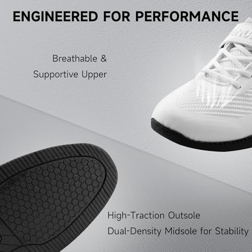 M MANUEKLEAR MANUEKLEAR Strong Anti-Slip Deadlift Lifting Squat Shoes for Men, Professional Training Weightlifting Shoes for Men and Women with Rubber Non-Slip Sole Bright White - Image 5