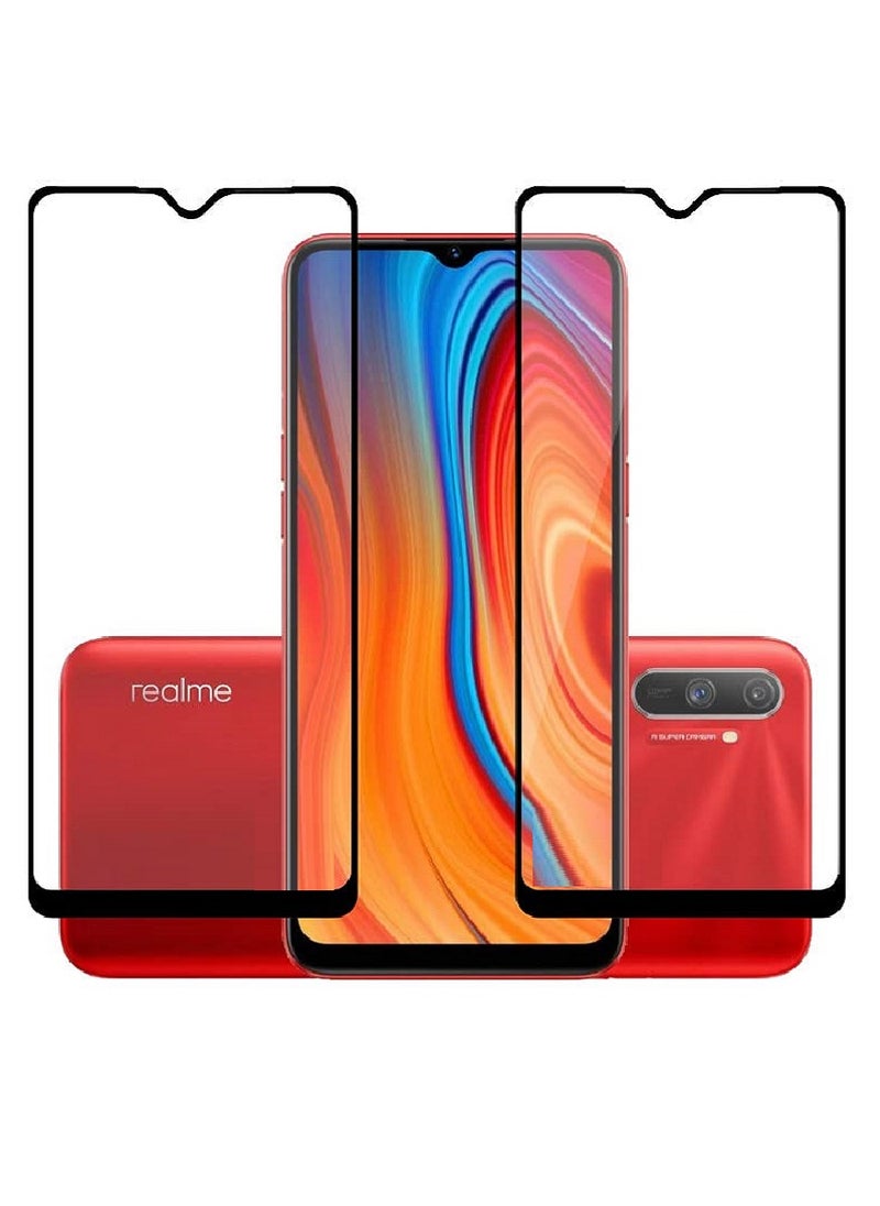 Super 2 Pieces Tempered Glass Screen Protector 5D Designed For Realme C3 Full Glue Edge to Edge Full Screen Coverage And Bubble Free  - Image 1