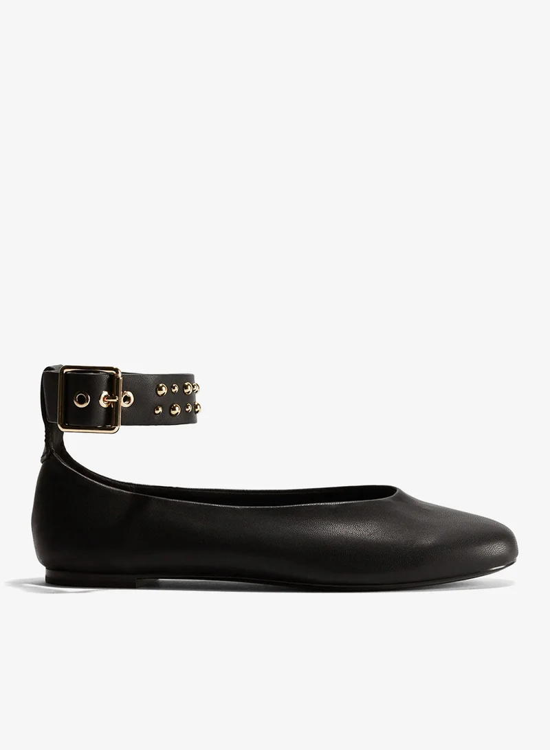 H&M Studded-detail ballet pumps