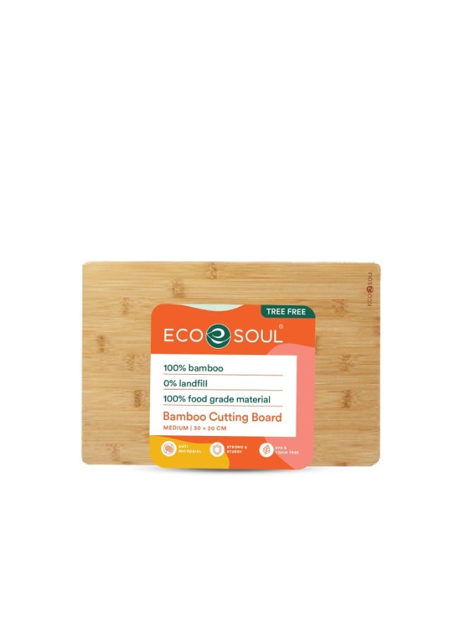 ECO SOUL [12 x 8 inch, Medium] Bamboo Cutting Board | Wooden Vegetable Chopping Board | Bamboo Wood Kitchen Accessories (30 x 20 cm) - Image 1