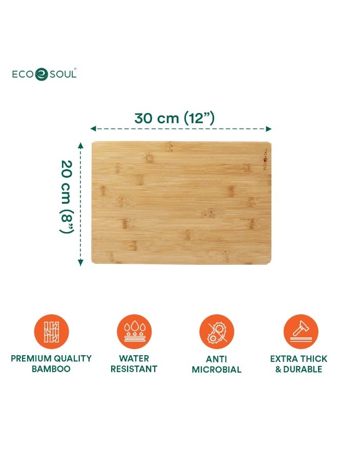 ECO SOUL [12 x 8 inch, Medium] Bamboo Cutting Board | Wooden Vegetable Chopping Board | Bamboo Wood Kitchen Accessories (30 x 20 cm) - Image 3