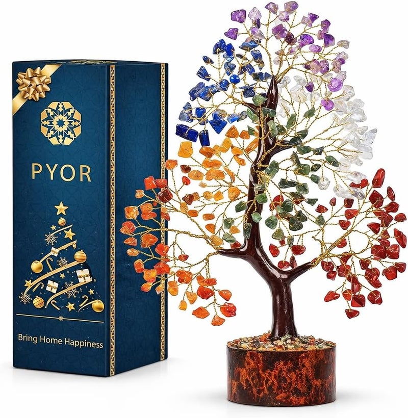 PYOR 7 Chakra Tree of Life Crystal Tree – Healing Crystals & Stones | Housewarming Gift for New Home | Birthday Gift for Women | Home Decor Office Decor | Room Decor - Image 1