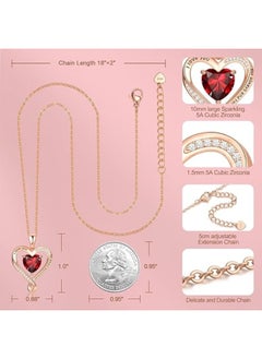 Zifeel Infinity Heart Pendant 925 Sterling Silver, Rose Gold Birthstone Necklace  - Image 5