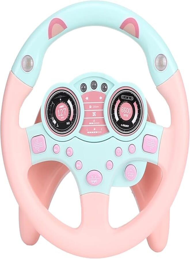 Dilwe Volant simulé, éducation Précoce, Simulation de Volant de Conduite, Jouet Sonore de Pilote de Course simulé pour Enfants (Rose)