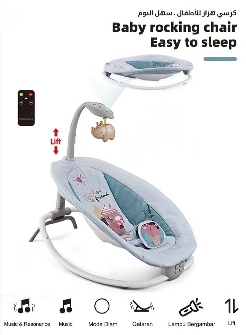 DOOKOO Baby Swing Cradle, Electric Babies Rocker Chair, Portable Baby Bouncer for Inside and Outdoor to Newborn to Toddler With Mild Soothing Vibration, Music,Toy bar, 3-Point Safety Harness, Remote Control - Image 2