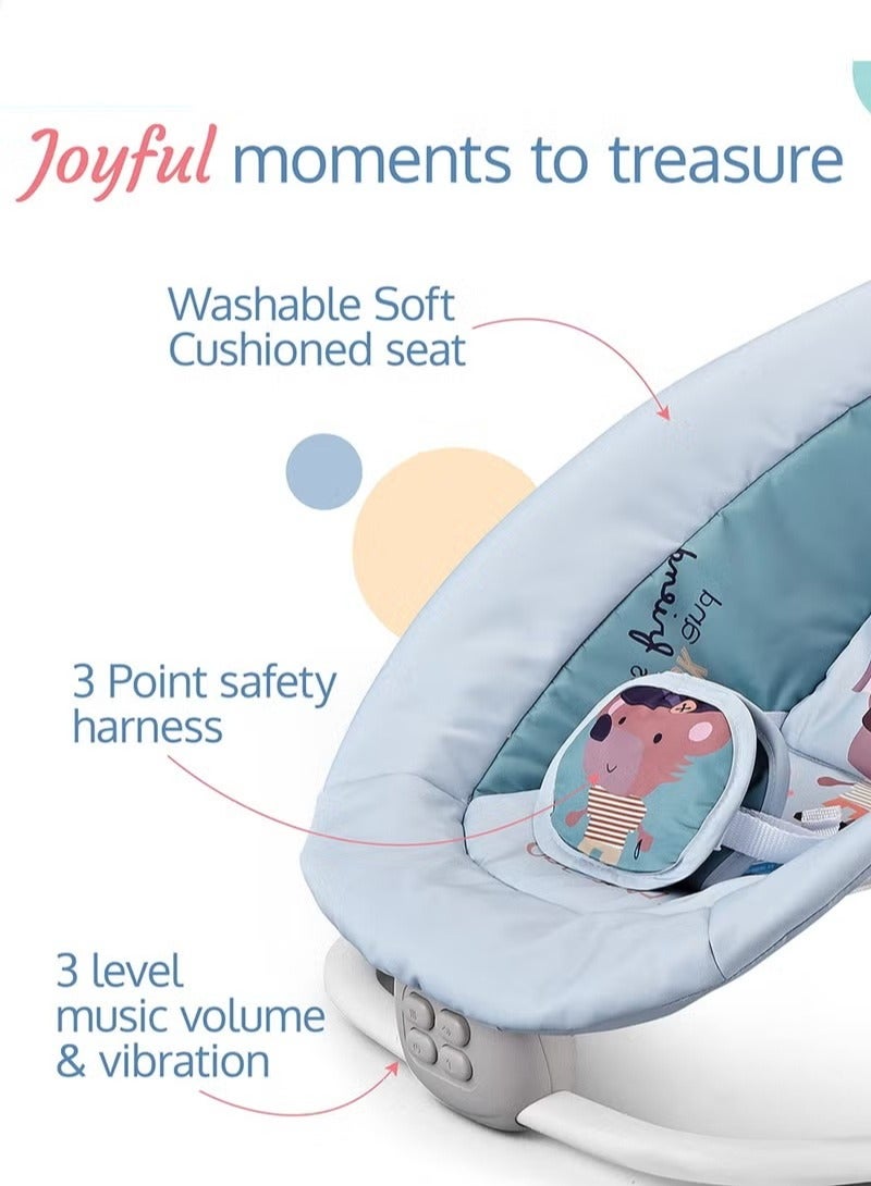 DOOKOO Baby Swing Cradle, Electric Babies Rocker Chair, Portable Baby Bouncer for Inside and Outdoor to Newborn to Toddler With Mild Soothing Vibration, Music,Toy bar, 3-Point Safety Harness, Remote Control - Image 3