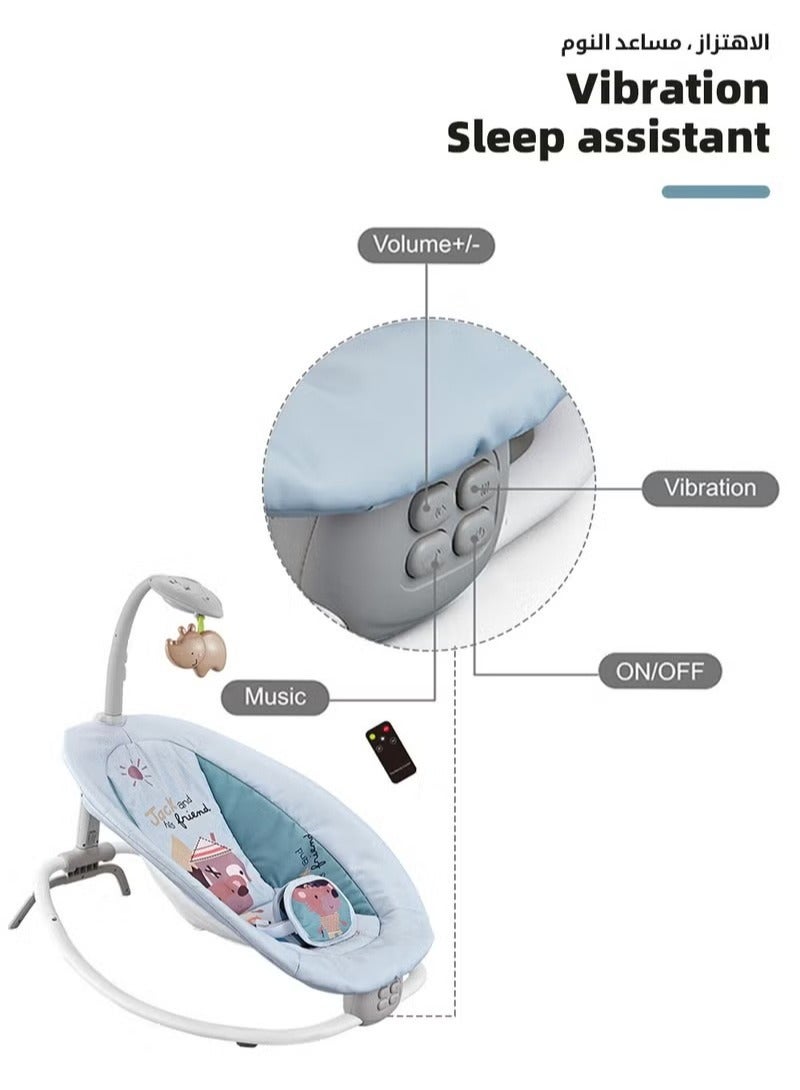 DOOKOO Baby Swing Cradle, Electric Babies Rocker Chair, Portable Baby Bouncer for Inside and Outdoor to Newborn to Toddler With Mild Soothing Vibration, Music,Toy bar, 3-Point Safety Harness, Remote Control - Image 4