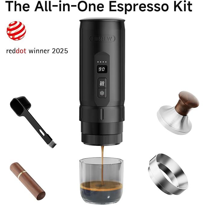HiBREW H4C Ultra Portable Electric Espresso Maker, 51mm Bottomless,Black | USB-C Rechargeable, Ground Coffee Compatible, Adjustable Brewing Settings, Compact Design for Camping, Travel & Outdoor Use - Image 3
