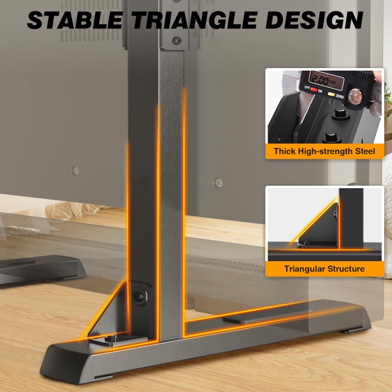 5Rcom Table Top TV Stand, Universal TV Stand for 35-88 Inch with Height Adjustment, TV Mount Stand Up to 150lbs for Curved Flat TVs with Cable Management, Black - Image 4