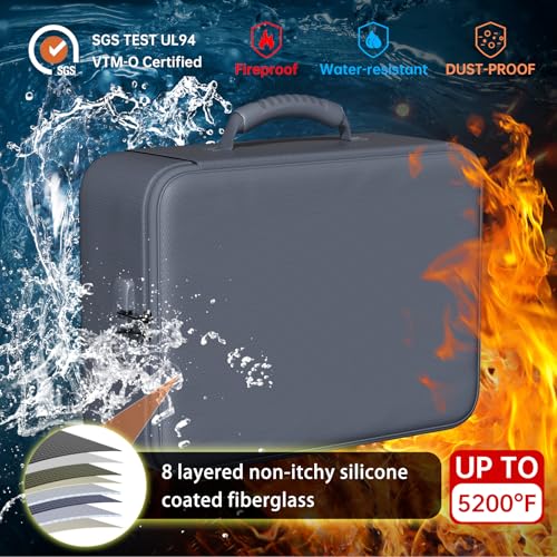 DocSafe 5200°F Document Organizer with Lock,Upgraded Heat Insulated Fireproof＆Waterproof Box 8 Layers File Organizer,Portable Home Travel Safe Storage for Important Documents, Files,Gray (Soft) - Image 2
