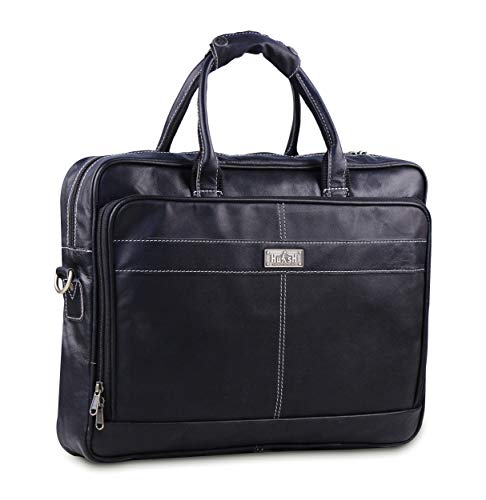 HULSH 18 Inch Leather Messenger Bag For Men, Genuine Leather Briefcase Business Bag W/Padded Laptop Case, Vintage Handmade Laptop Satchel and Shoulder Bag for Office, Work, and Travel - Image 4