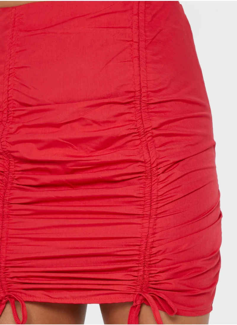 Missguided Ruched Detail Mini Skirt