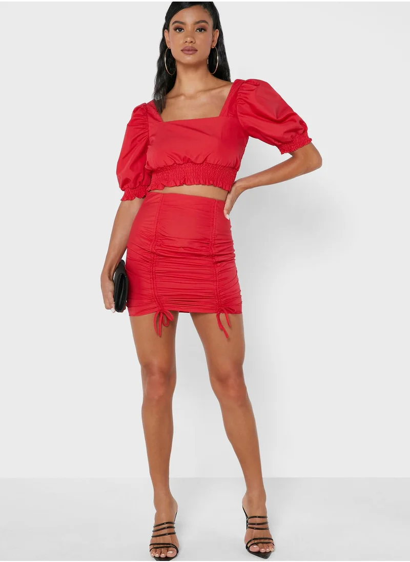 Missguided Ruched Detail Mini Skirt