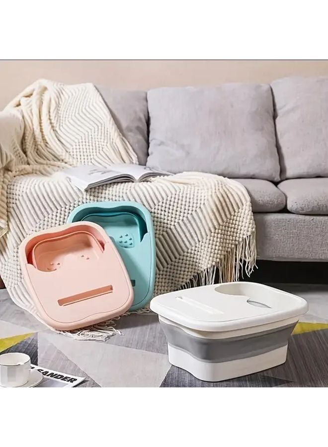 حوض نقع قدم قابل للطي محمول باللون الرمادي مع غطاء مريح للاستخدام المنزلي والسفر - Image 4