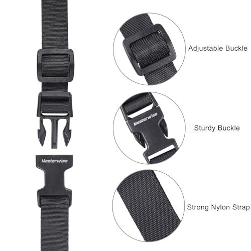 Masterwise Buckle Straps with Clips, Adjustable Nylon Straps with Buckle, Black 4 Pack (4‘x0.75“) - Image 2