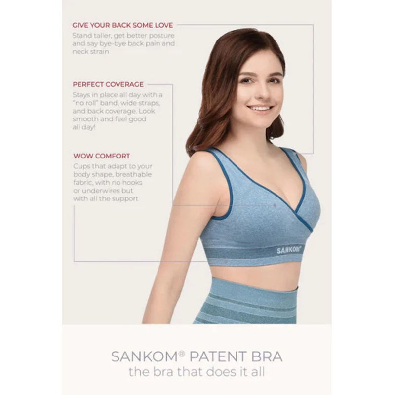 SANKOM حمالة صدر رياضية حاصلة على براءة اختراع باللون الازرق الفاتح من سانكوم - Image 4