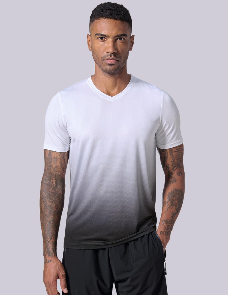 Liberty Pro 5 Pack Mens V-Neck Dry Fit T-Shirts, Active Athletic Short Sleeve Workout Tops, Performance Gym Tees (Set 7, Large) - Image 3