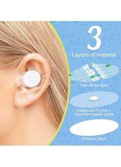 ORiTi 60 Pieces Baby Ear Waterproof Stickers, Disposable Soft Breathable Adhesive Ear Patch Kids Disposable Ear Tape for Baby Swimming Bathing  - Image 2