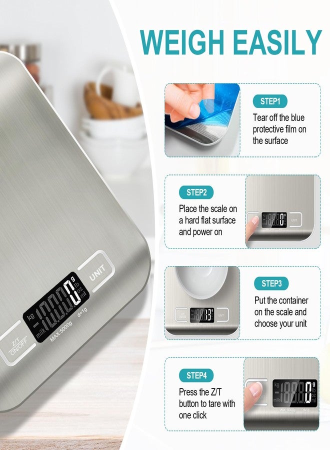 SOYOK Food Scale, 11lb Kitchen Scale with 6 Units Tare Function & LCD Display, 0.05oz/1g Stainless Steel Digital Food Scale Grams and Ounces for Baking, Cooking, Dieting and Meal Prep (Batteries Included) - Image 5