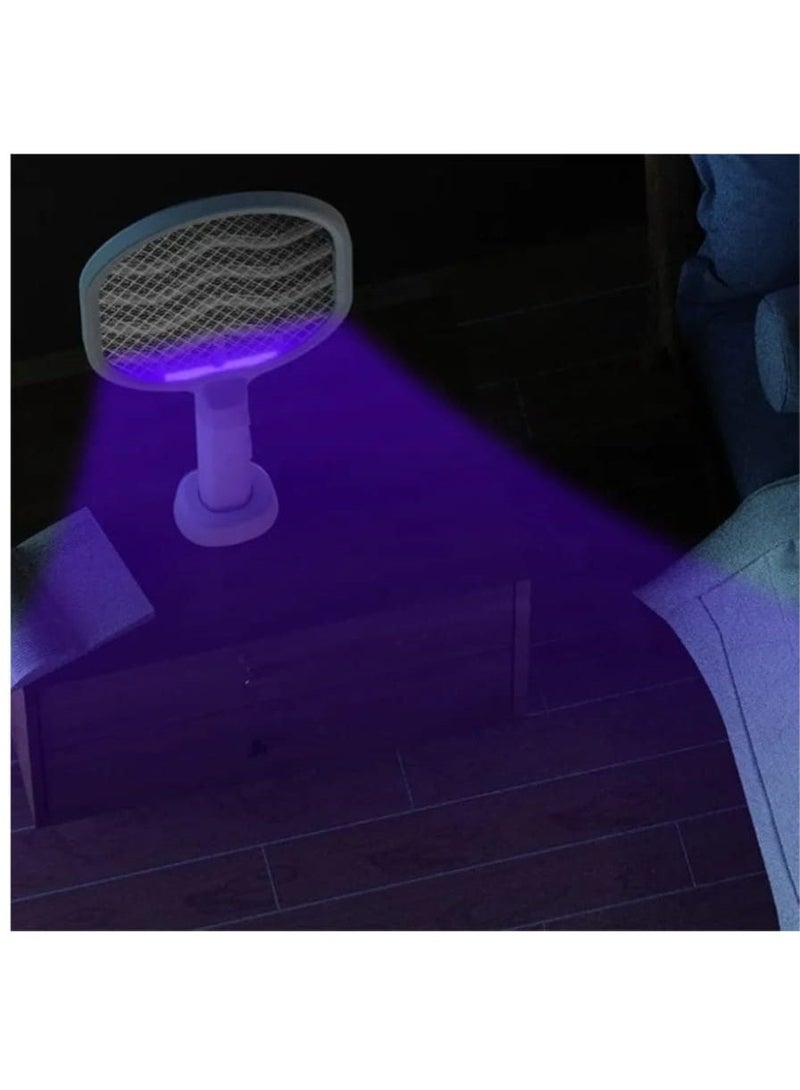 2-in-1 Electric Mosquito Swatter & Bug Zapper - Rechargeable Fly Killer with USB Charging Base & Purple Light Attraction - Triple-Layer Safety Mesh - Portable & Standing Modes for Indoor/Outdoor. - Image 2