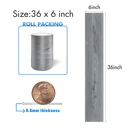 Lareko 108 Sq.Ft,Wood Peel and Stick Floor Tiles,72 Pack Grey Vinyl Flooring (No Adhesive Residue) 36"×6" Waterproof and Non-Slip Laminate Flooring for Renters Bathroom, Living Room(Nature Grey - Image 2