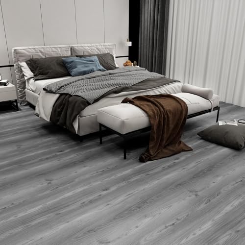 Lareko 108 Sq.Ft,Wood Peel and Stick Floor Tiles,72 Pack Grey Vinyl Flooring (No Adhesive Residue) 36"×6" Waterproof and Non-Slip Laminate Flooring for Renters Bathroom, Living Room(Nature Grey - Image 5