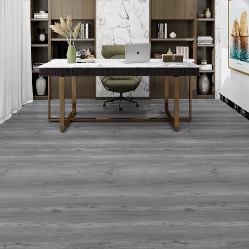 Lareko 108 Sq.Ft,Wood Peel and Stick Floor Tiles,72 Pack Grey Vinyl Flooring (No Adhesive Residue) 36"×6" Waterproof and Non-Slip Laminate Flooring for Renters Bathroom, Living Room(Nature Grey - Image 3