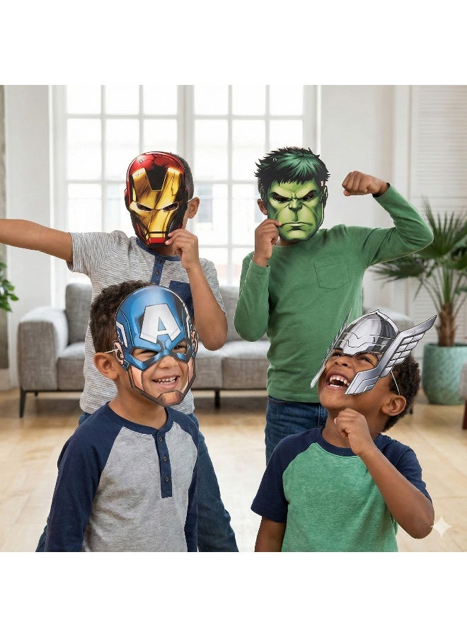 Ciao Avengers Paper Masks – Pack of 6 Superhero Face Masks Featuring Iron Man, Hulk, Captain America & Thor – Kids Party Favors for Marvel Birthday Celebrations - Image 2