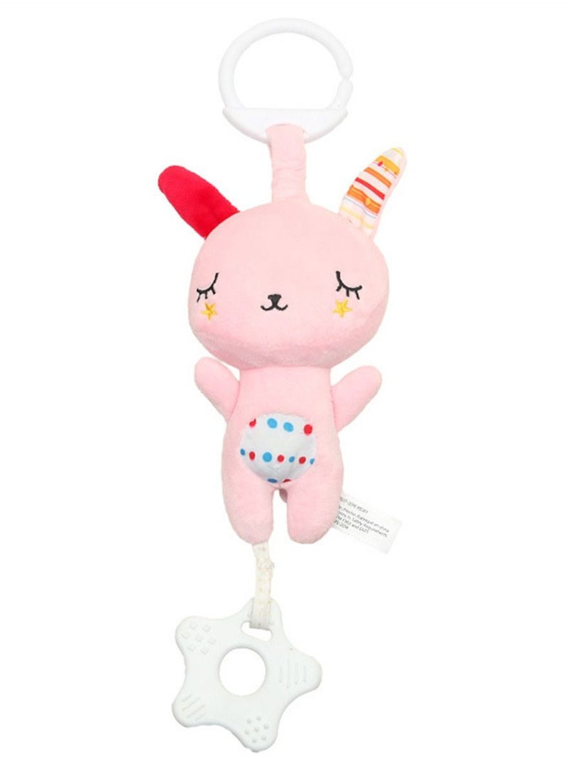Loquat Baby Multi-Functional Dental Glue Pendant Plush Movement Vocal Music Toys Pink  - Image 1