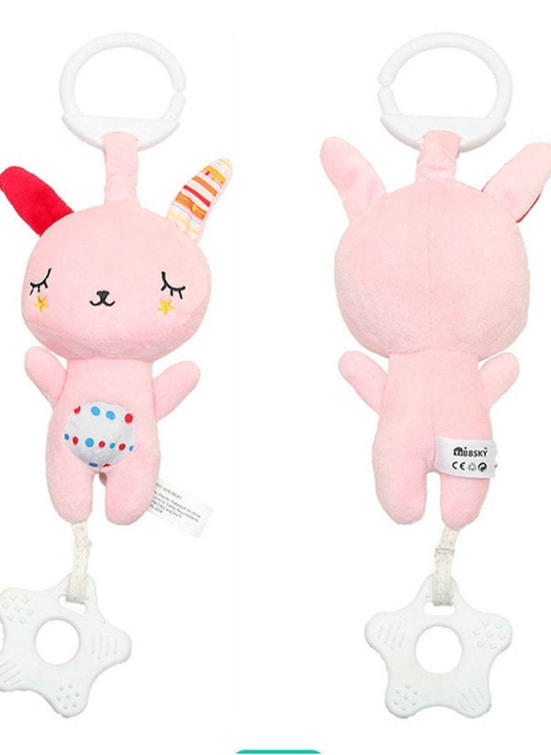 Loquat Baby Multi-Functional Dental Glue Pendant Plush Movement Vocal Music Toys Pink  - Image 2