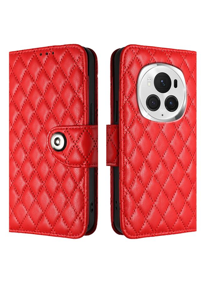 Zaboon Case For Honor Magic6 Pro Rhombic Texture Flip Leather Phone Case with Lanyard - Image 2