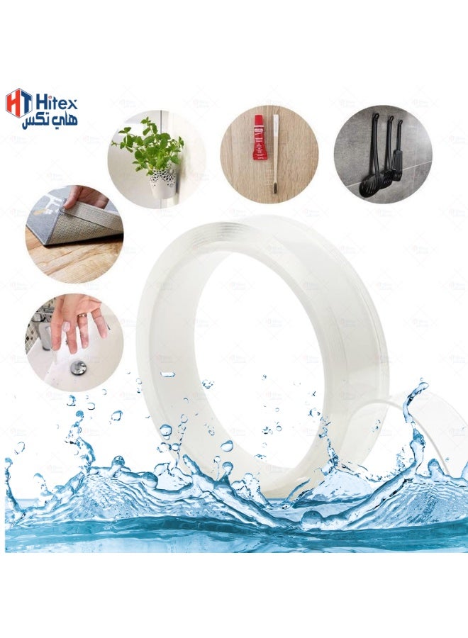 هيتكس شريط نانو بطول متر واحد | شريط لاصق جل شفاف مزدوج الجوانب | شريط تثبيت قوي قابل للغسل وإعادة الاستخدام، مناسب للجدران والسيارات والمطابخ والحمامات والمنازل والمكاتب (يتحمل حتى وزن ٦ كجم) (١.٢٤ مم) - Image 3