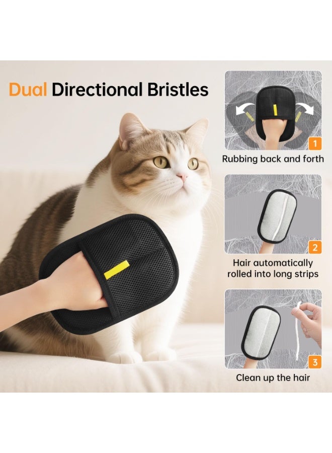 قفاز إزالة شعر الحيوانات الأليفة، قطعتان، قفاز متعدد الاستخدامات لإزالة شعر القطط والكلاب بالشحنات الكهربائية، أداة تمشيط وفرشاة - Image 4