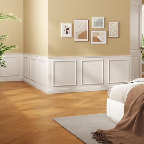 JutboRstp 4 Set Peel and Stick Wall Molding Trim Kit, Premade Wainscoting Panels, White Pre Cut Wall Panels for Interior Wall Decor, DIY Home Decoration Picture Frame (20 x 20 Inch) - Image 4