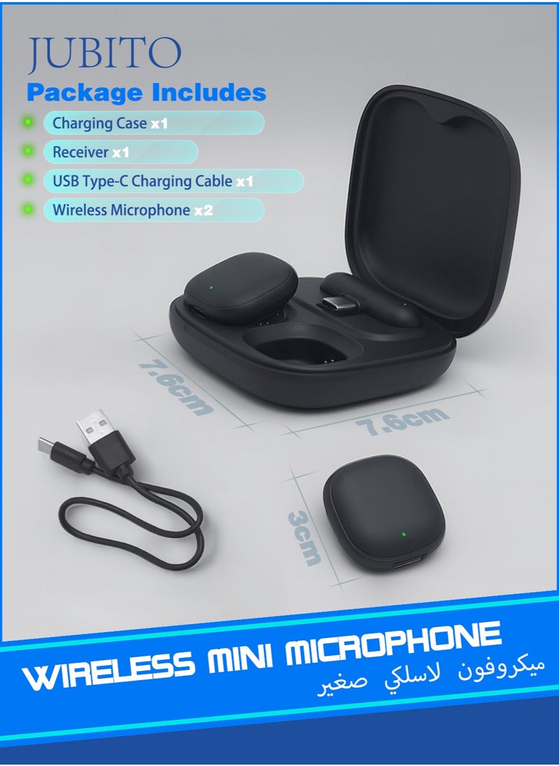 JUBITO wireless mini microphone with charging box, dual microphone design, compatible with type-C android devices, suitable for tiktok, youtube, instagram, snapchat live broadcast, conference interviews, AI noise reduction design, plug and play, clip-on microphone set  - Image 1