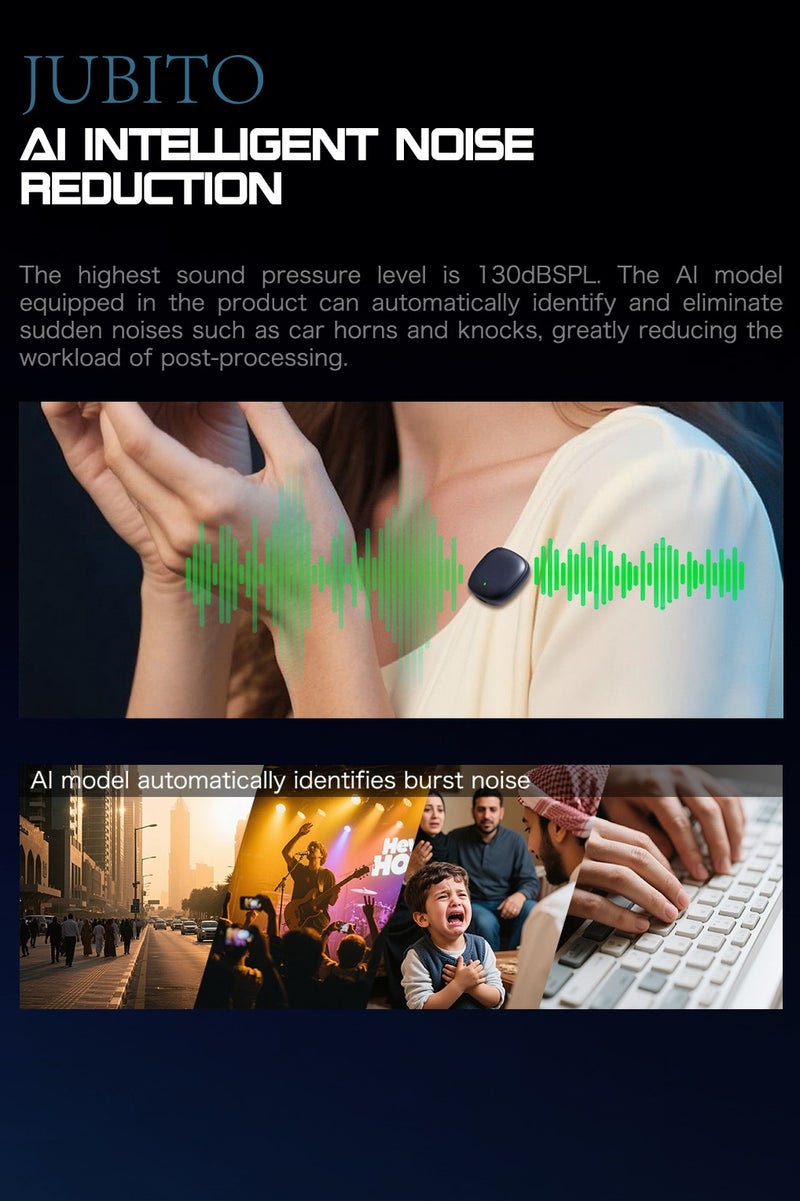 JUBITO Wireless Lavalier Microphone (1TX+2RX) Compatible with Camera,  Android,  Hi-Fi Audio, Noise Cancellation, for Vlogging - Image 4
