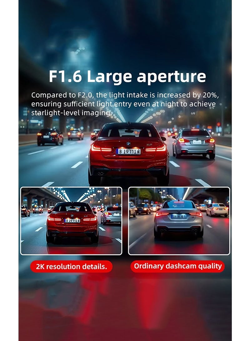 MR.SMART 4G Car DVR Dash Cam, 2K Front and 1080P Rear Camera, F1.6 Large Aperture, GPS, G-Sensor, Parking Monitoring, Dual Lens Dashboard Camera System - Image 2