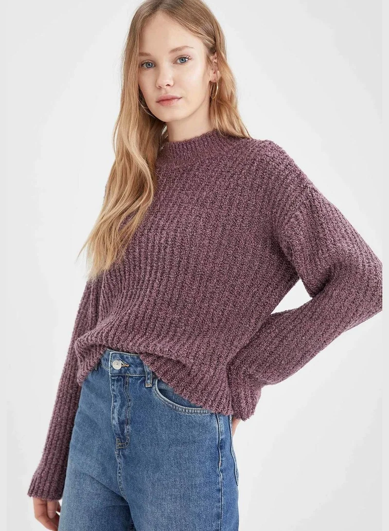 ديفاكتو Woman Tricot Regular Fit Mock Neck Pullover
