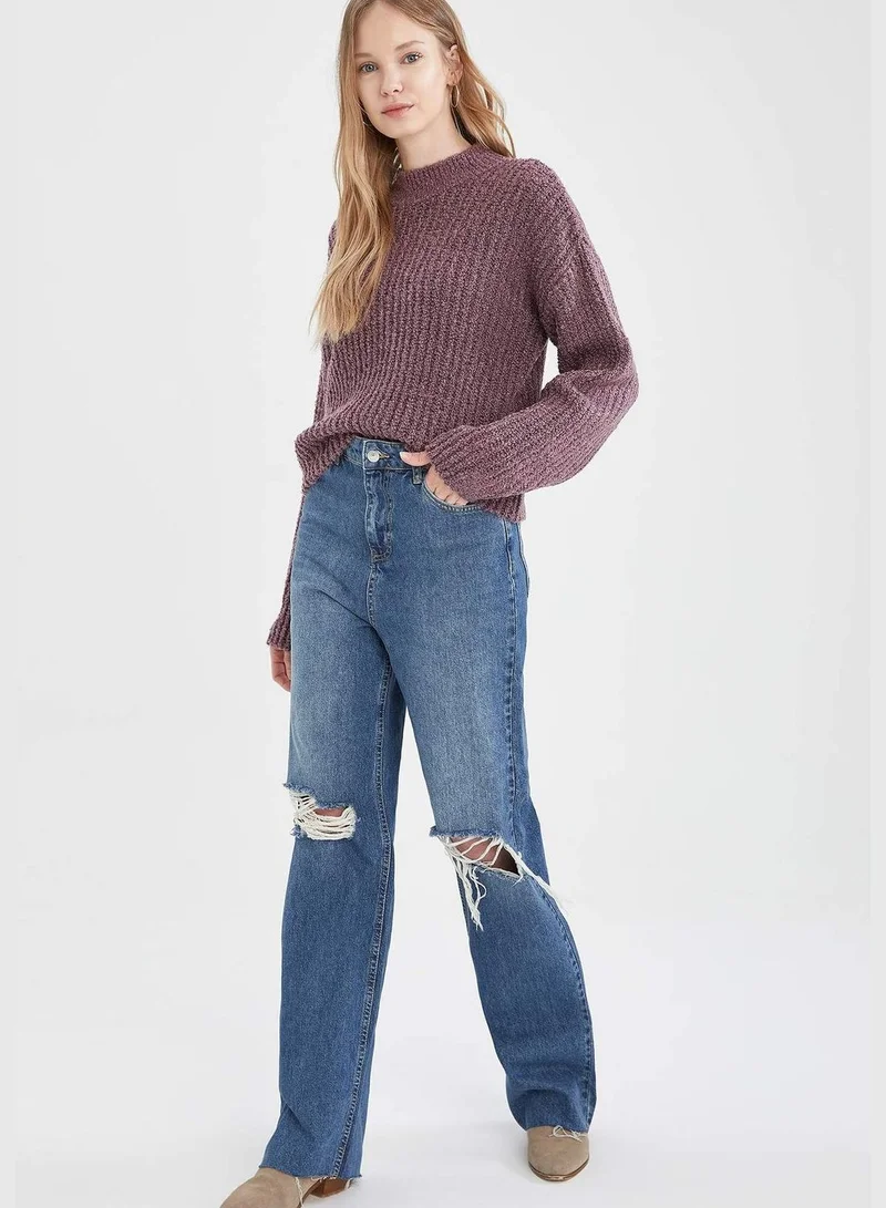 ديفاكتو Woman Tricot Regular Fit Mock Neck Pullover