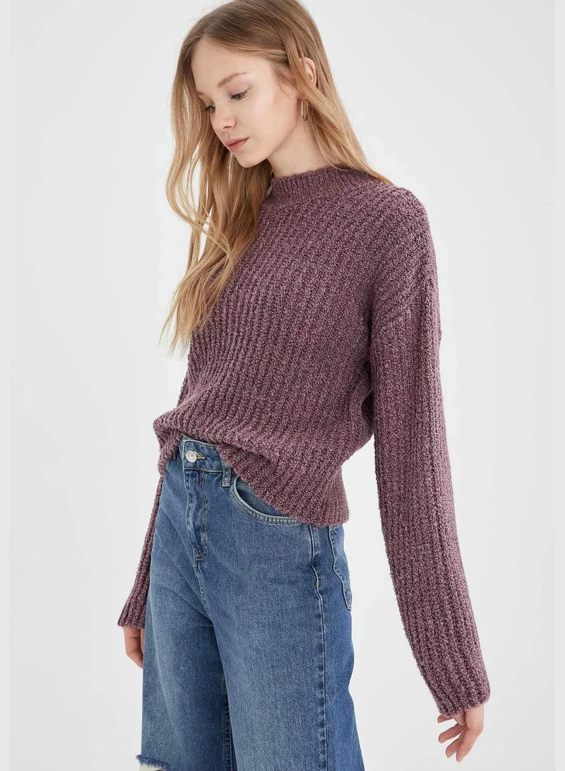 ديفاكتو Woman Tricot Regular Fit Mock Neck Pullover