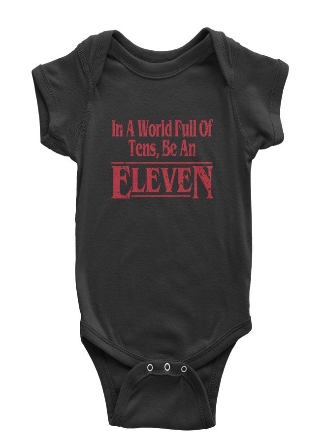 The Pxv One-Piece in A World Full of Tens, Be an Eleven Newborn Black Romper - Image 1
