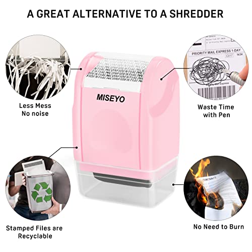 Miseyo Identity Theft Protection Roller Stamps for Data Barcode ID Privacy,Anti-Theft Security Prevention Confidential Roller Stamp Easy for Guard Personal Information Blockout - Pink - Image 5