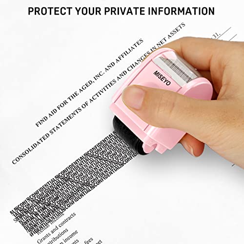 Miseyo Identity Theft Protection Roller Stamps for Data Barcode ID Privacy,Anti-Theft Security Prevention Confidential Roller Stamp Easy for Guard Personal Information Blockout - Pink - Image 4