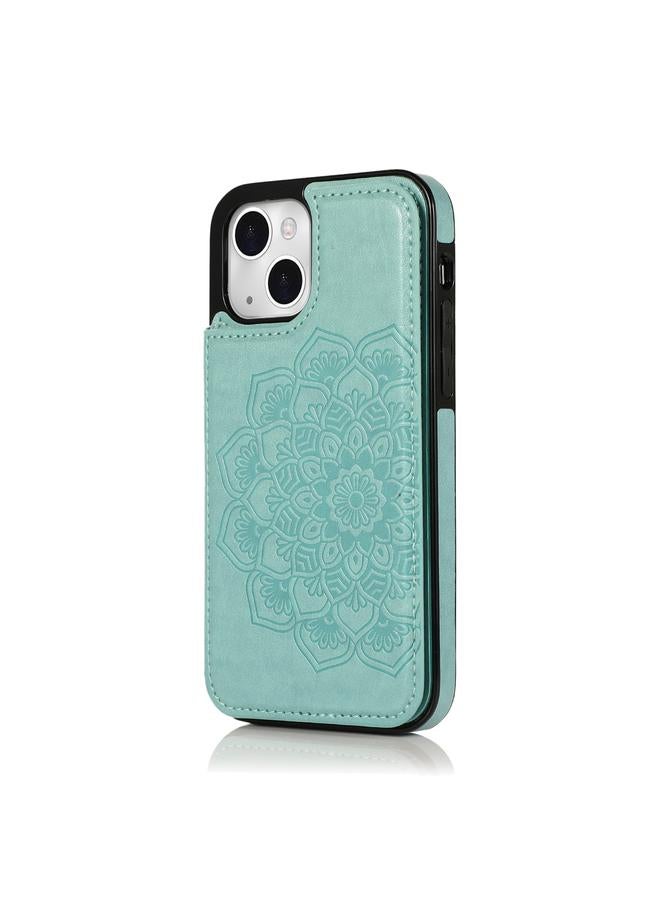اس-توب جراب لهاتف iPhone 14 بمشبك مزدوج من الجلد بتصميم ماندالا مع غطاء خلفي للهاتف - Image 2