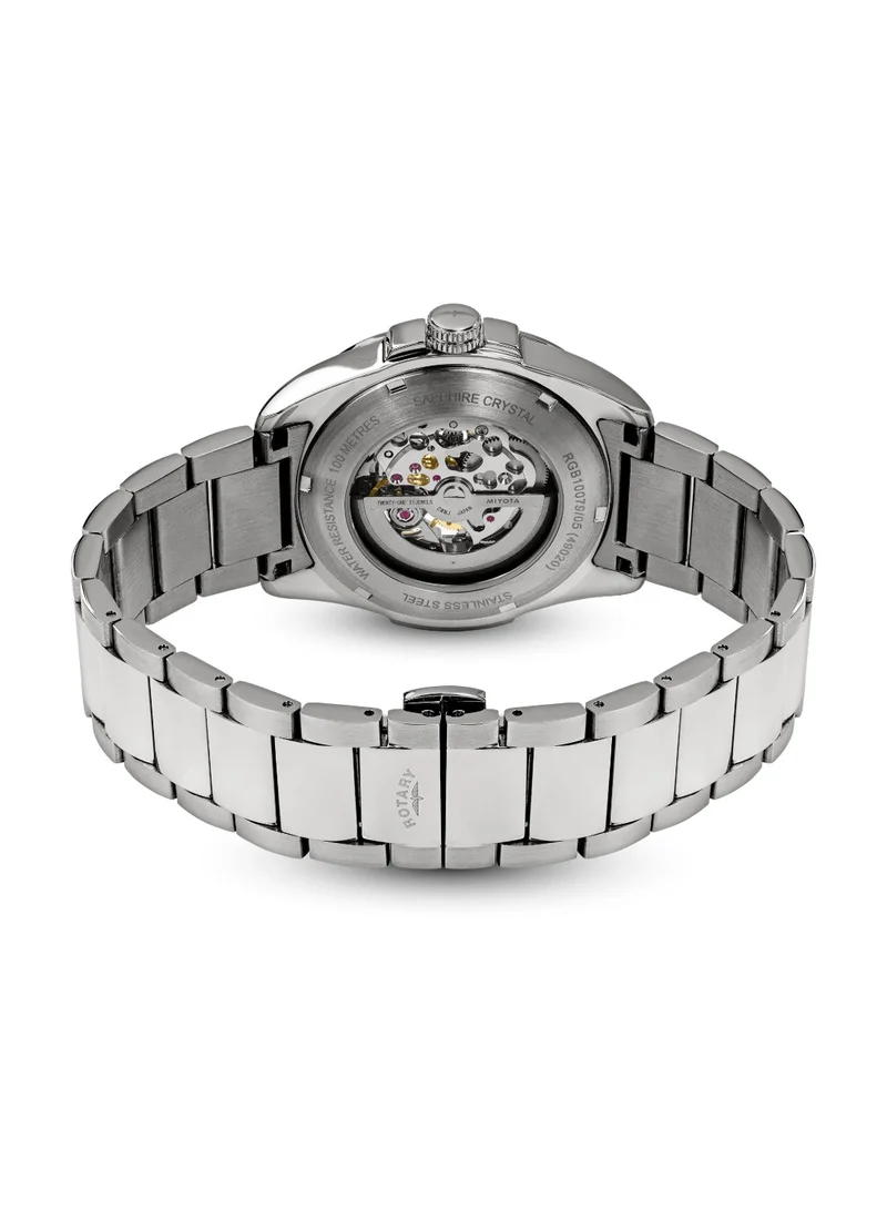 Rotary  Men's Apex 100 Skeleton Automatic Watch, 40 mm, Blue Dial, Stainless Steel Bracelet for Men | Best Price UAE